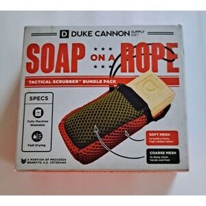 Duke Cannon Soap On a Rope Tactical Scrubber Pouch + Oak Barrel Bourbon Soap